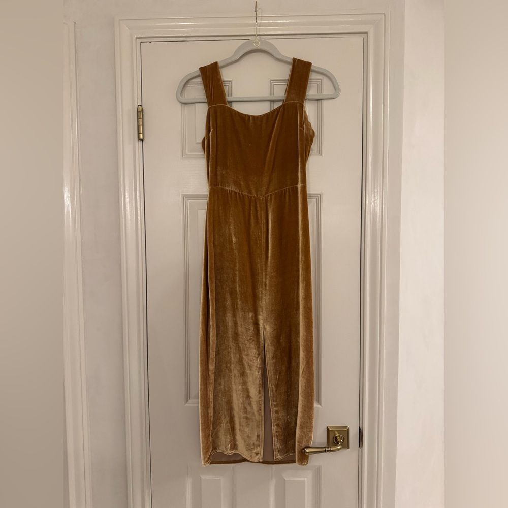 Reformation Gold Velvet Midi Dress - Picture 5 of 9